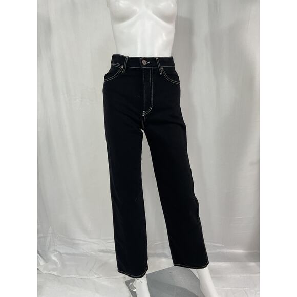 Reformation 'Cowboy' Black High Rise Straight Denim Jeans Size 24 - Picture 2 of 5